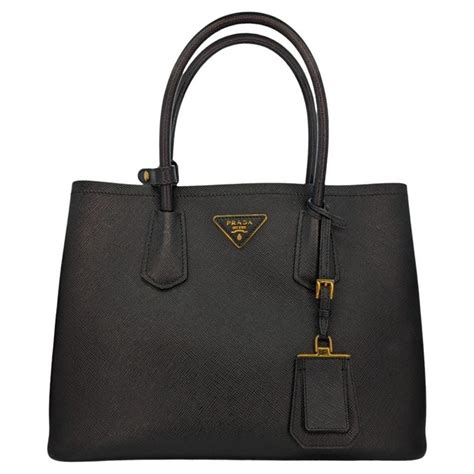 prada saffiano medium tote bag black|Prada saffiano cuir leather tote.